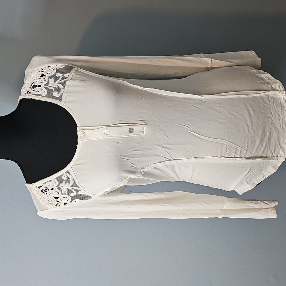 #11 NWT POL Ivory Henley~Button Top ~ Small ~ 18" P2P